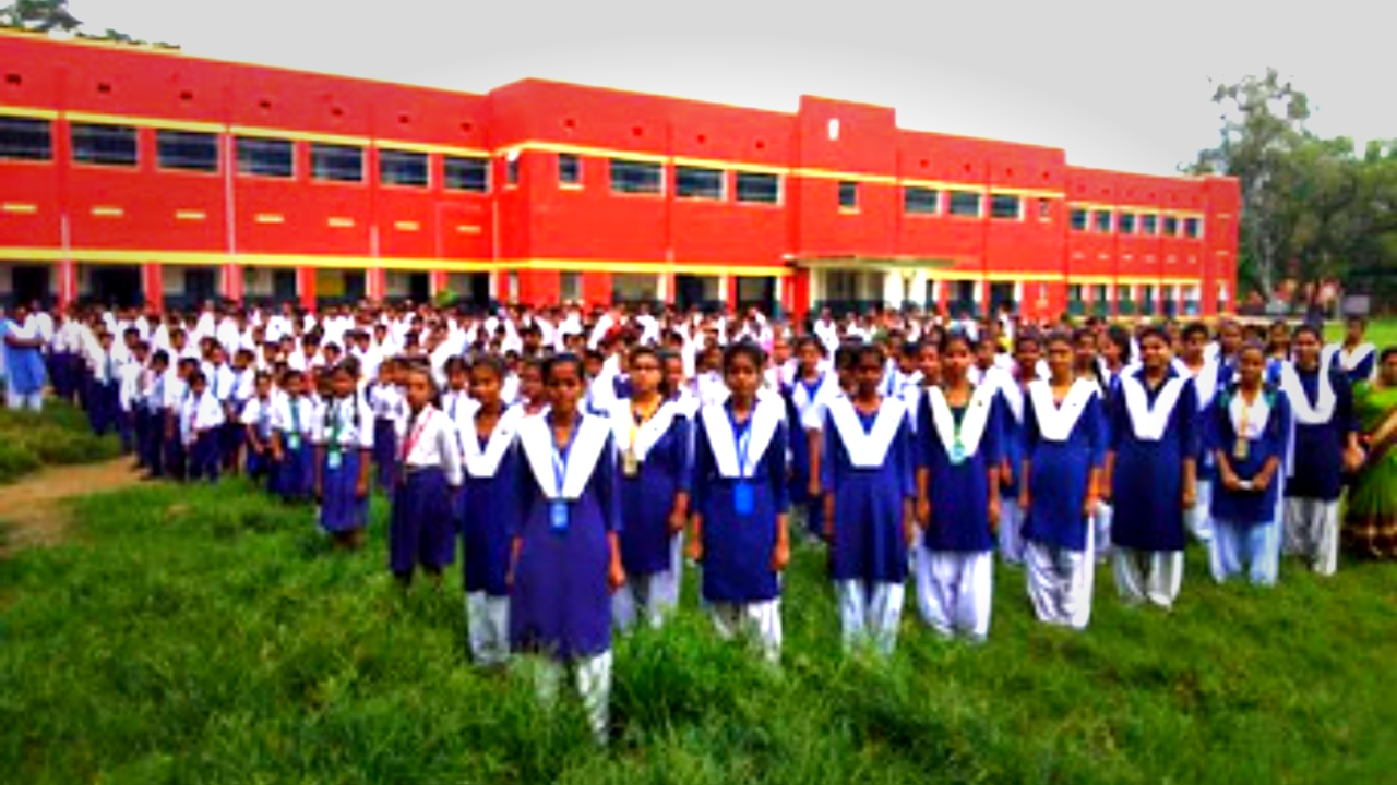 School building, side view with grounds